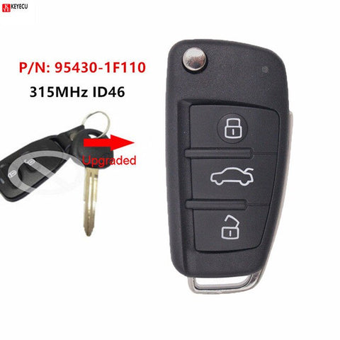 Keyecu New Upgraded Flip Remote Key 315MHz ID46 for KIA Sportage 2005 2006 2007 2008 2009 2010 P/N: 95430-1F110