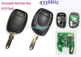 High Quality Remote Key Fob 433MHz With Chip PCF7946 1 Button for Renault Clio Kangoo Twingo Scenic+Uncut Blank Blade