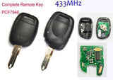 High Quality Remote Key Fob 433MHz With Chip PCF7946 1 Button for Renault Clio Kangoo Twingo Scenic+Uncut Blank Blade