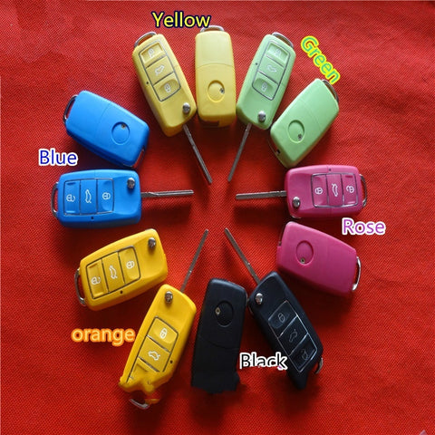 New Waterproof Black Color3 Button Remote Flip Folding Key Shell Replacement No Battery Holder for VW