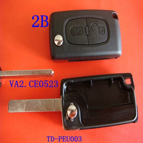 Keyless for PEUGEOT 307 key 2 button remote flip key shell CE0523 VA2 without battery place no groove