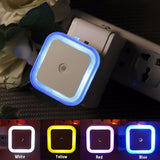 US EU Mini LED 0.5W Night Light Control Auto Sensor Baby Bedroom Lamp Square