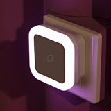 US EU Mini LED 0.5W Night Light Control Auto Sensor Baby Bedroom Lamp Square