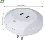 Smart Design LED Night Light with Light Sensor and Dual USB Wall Plate Charger Perfect for Bathrooms Bedrooms EU/US Plug