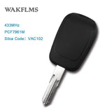 2 buttons remote car key 433mhz with PCF7961M HITAG AES Chip for Renault no mark - Car Diagnostic Tool