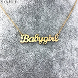 Stainless Steel Baby Girl Necklace Cute "Babygirl" Name Necklace Custom Letter Pendants For Girlfriend Children's Birthday Gift
