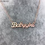 Stainless Steel Baby Girl Necklace Cute "Babygirl" Name Necklace Custom Letter Pendants For Girlfriend Children's Birthday Gift