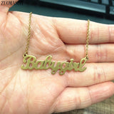 Stainless Steel Baby Girl Necklace Cute "Babygirl" Name Necklace Custom Letter Pendants For Girlfriend Children's Birthday Gift