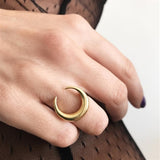 Crescent Moon Ring Stacking Half Moon Boho Ring Minimalist Double Horn Ring Gift For Women Best Friend Bague Femme Size 8