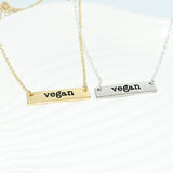 Cute Handmade Bar Necklace Letters Vegan Pendant Vegetarian Choker Vegan Jewelry Gift for Vegetarian People