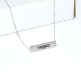 Cute Handmade Bar Necklace Letters Vegan Pendant Vegetarian Choker Vegan Jewelry Gift for Vegetarian People