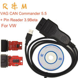 For V.W. and audi VAG CAN Commander 5.5+Pin Reader 3.9 Beta upgrade VCDS security code reading and odometer correction via OBDII