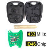 KEYECU 433MHz ID46 Chip Replacement Remote Car Key Fob 2 Button 4 Blade for Peugeot Partner Expert Boxer SX9 206 406 307
