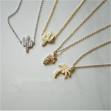 Korea fashion Tiny Dainty Cactus Necklace For Women girls Collier travel jewelry Gold Silver