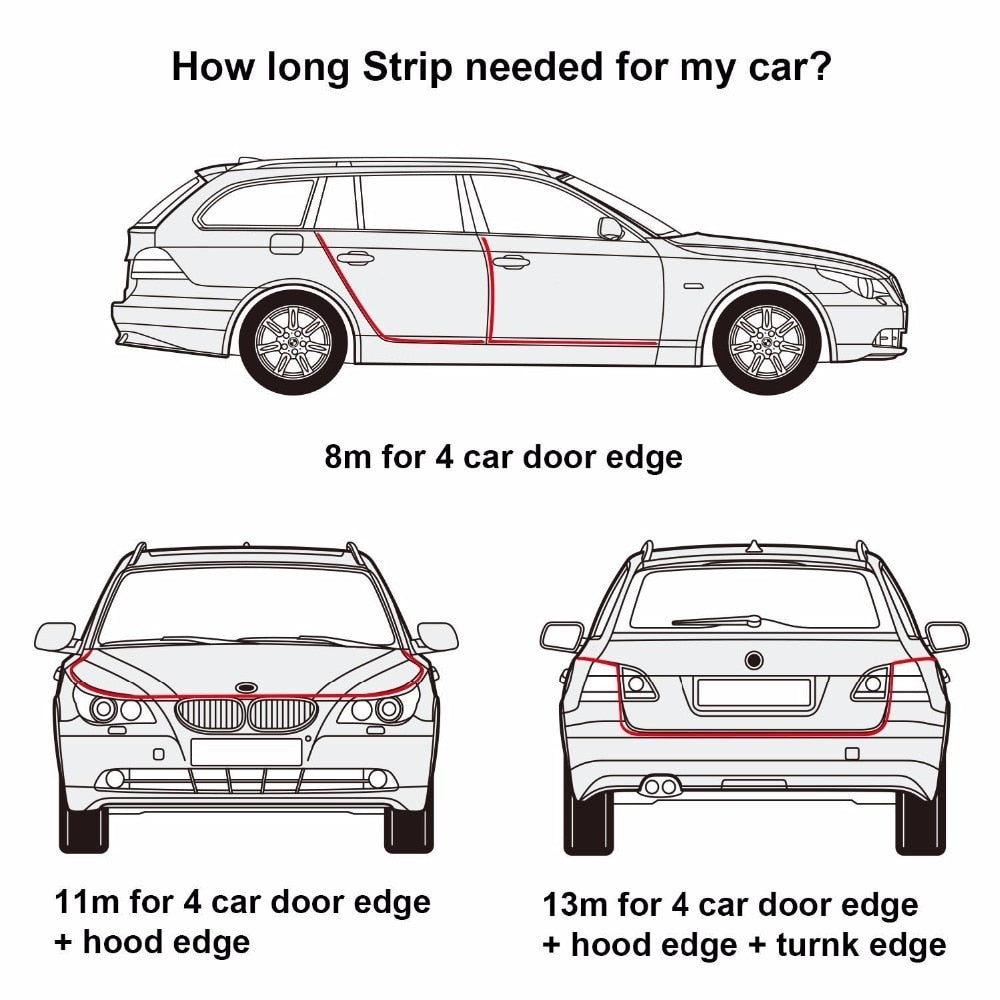 Universal 5M Car Door Edge Collision Auto Avoidance Stick Rubber Strip Decoration Stickers Car Accessories Scratch Protector