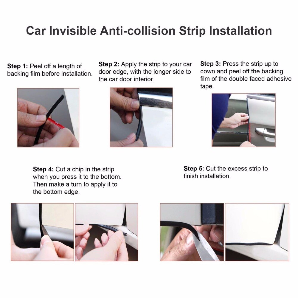 Universal 5M Car Door Edge Collision Auto Avoidance Stick Rubber Strip Decoration Stickers Car Accessories Scratch Protector
