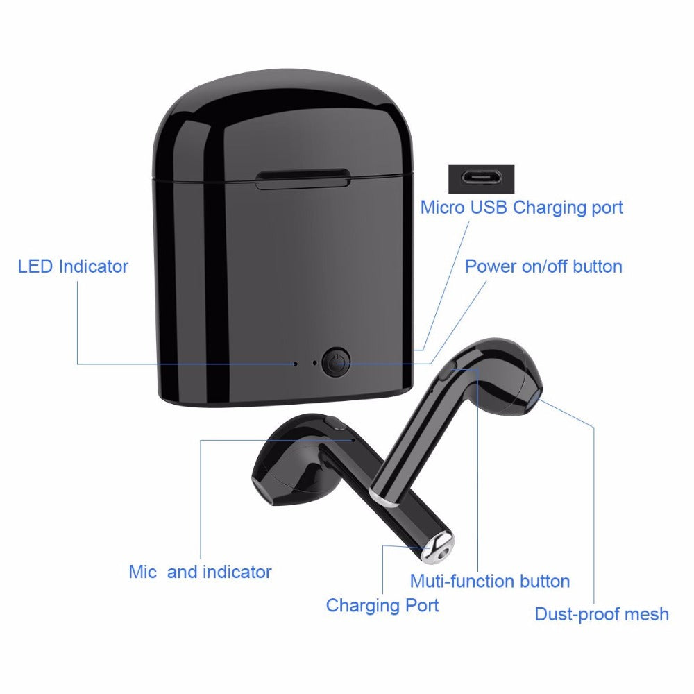 i7S Tws Wireless Headset Bluetooth Earpieces Earbuds Twins Earphone With Charging box Earphones For iPhone Samsung iphone Smart